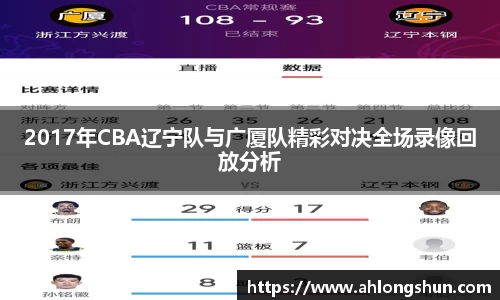 2017年CBA辽宁队与广厦队精彩对决全场录像回放分析